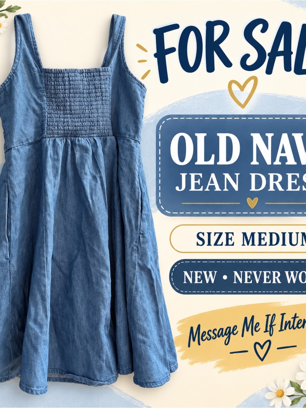 Old Navy Light Blue Denim Smocked Sundress